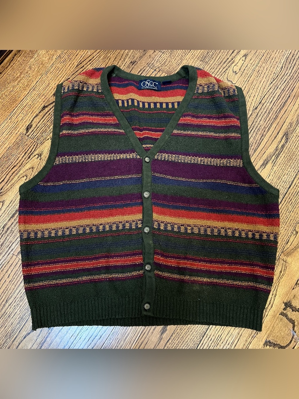 Vintage Southwestern Knit Vest Size XL 100% Cotton Fair Isle Grandpa Academia